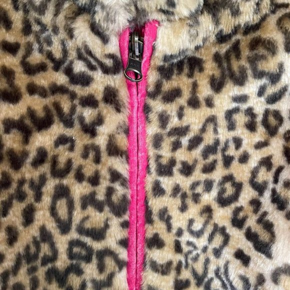 Faux Fur Leopard & Pink Vest Girls Size M (7/8) - Picture 5 of 9